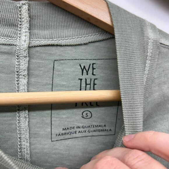 Free People Green Mock Neck Lightweight Oversized Long Sleeve Tunic Top Small - Picture 4 of 6